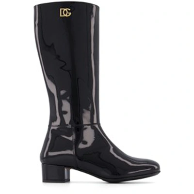 Shop Dolce & Gabbana Black Patent Boot
