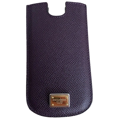 Pre-owned Dolce & Gabbana Leather Iphone Case In Purple