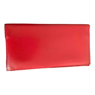 Pre-owned Valextra Leather Clutch In Red