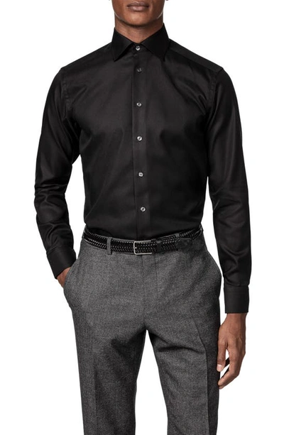 Shop Eton Contemporary Fit Diagonal Weave Dress Shirt In Black