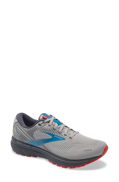 Shop Brooks Ghost 14 Running Shoe In Grey/ Blue/ Red