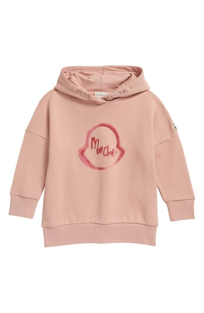 Shop Moncler Kids' Logo Graphic Hoodie In Pastel Pink