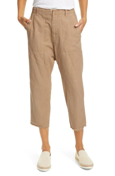 Shop Nili Lotan Luna Cotton & Linen Twill Crop Pants In Desert Sand
