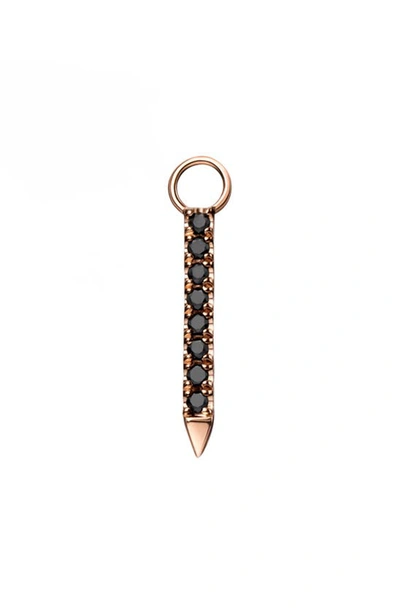 Shop Maria Tash Reversible Linear Diamond Charm In Rose Gold