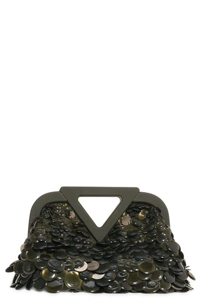 Shop Bottega Veneta Small Point Paillette Clutch In Camping-gold