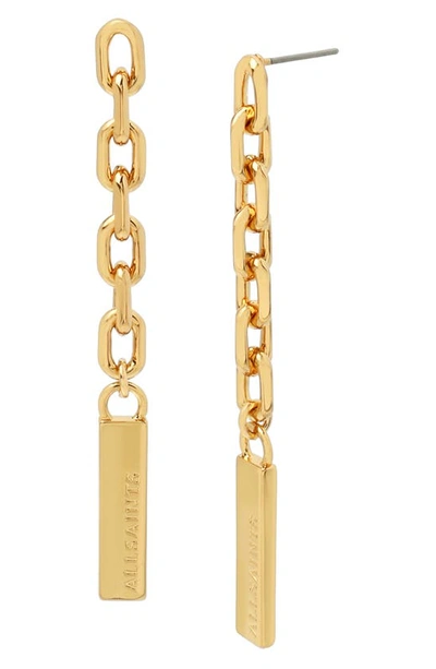 Shop Allsaints Chain Link Linear Drop Earrings In Gold