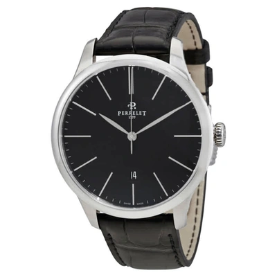 Shop Perrelet First Class Automatic Black Dial Mens Watch A1073/2 In Black,silver Tone