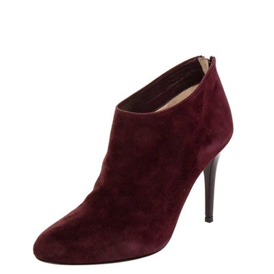 Pre-owned Jimmy Choo Burgundy Suede Ankle Boots Size 37