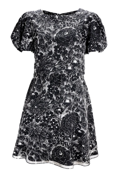 Shop Saint Laurent Jacquard Mini Dress In Black