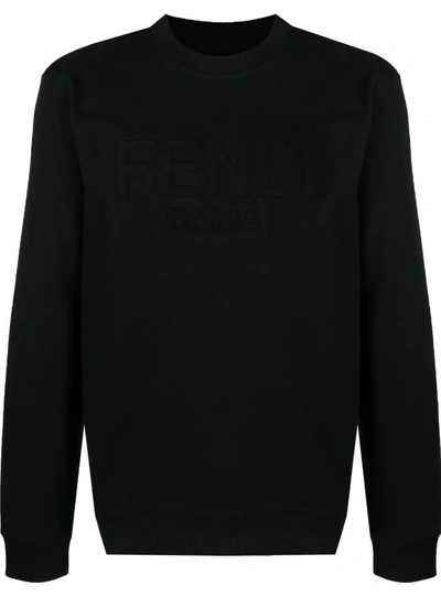 Shop Fendi Logo-debossed Sweatshirt In Black