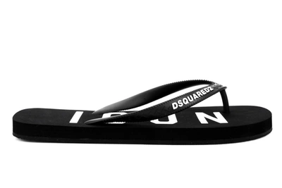 Shop Dsquared2 Logo-strap Flip Flops In Black