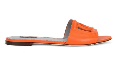 Shop Dolce & Gabbana Logo-embossed Mule Sandals In Orange