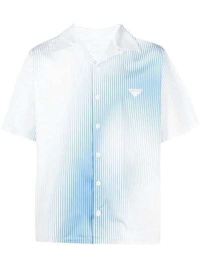 Shop Prada Striped Cotton Bowling Shirt In White