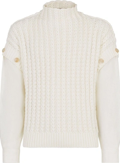 Shop Fendi Layered Knitted Jumper In White