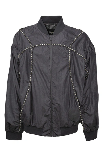 Shop Fendi Removable-sleeves Bomber Jacket In Black