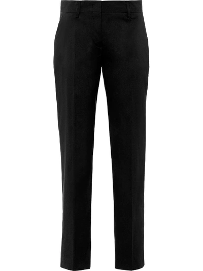 Shop Prada Cropped Tapered Trousers In Black