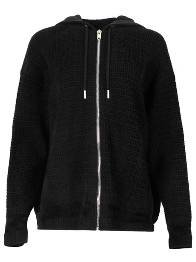 Shop Givenchy 4g Knitted Zipped Hoodie Black