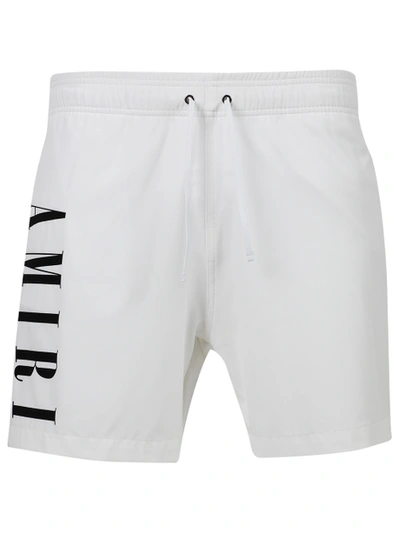 Shop Amiri Vertical Logo Swim Trunks White