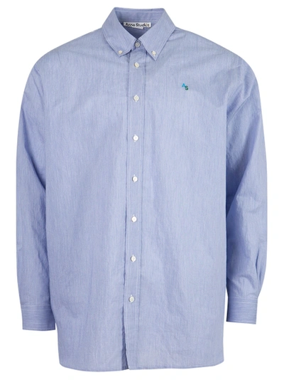 Shop Acne Studios Classic Embroidered Logo Shirt Blue