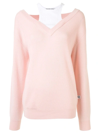 Shop Alexander Wang T Bi-layer Knit Jumper Dress Light Peach