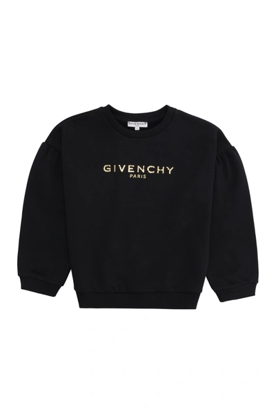 Shop Givenchy Kids Logo Print Crewneck Sweatshirt In Black