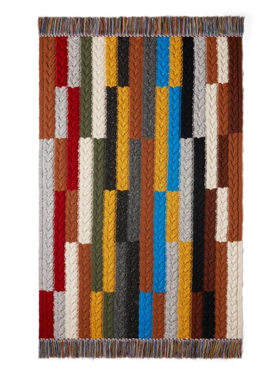 Shop Alanui Tierra Del Fuego Cables Blanket In Multicolore