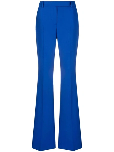 Shop Alexander Mcqueen Blue Flared Tailored Pants