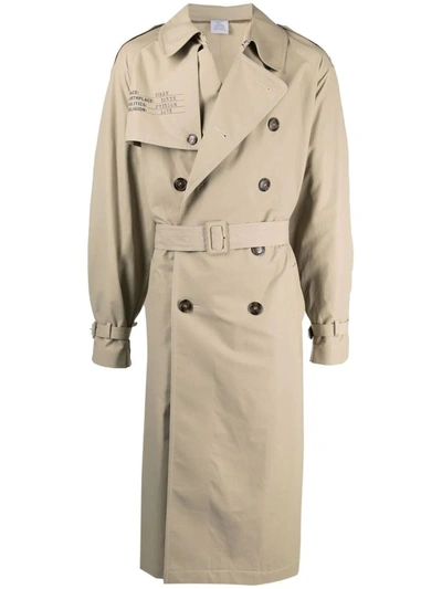 Shop Vetements Beige Double-breasted Belted Trench Coat