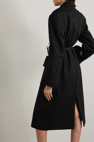 Shop Jacquemus Soco Buckled Wool-blend Coat In Black