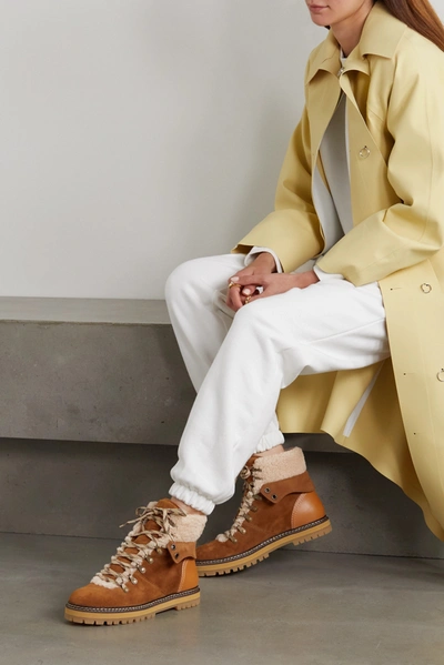See By Chloé Eilieen Shearling-lined Suede And Leather Ankle Boots In Brown