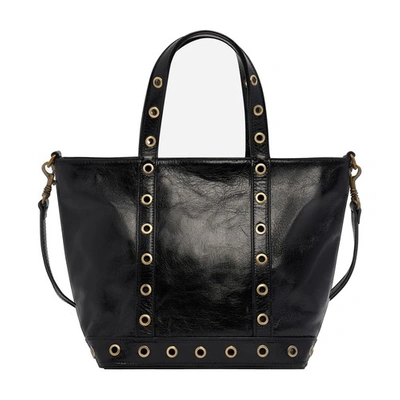 Shop Vanessa Bruno S Cracked Leather Tote Bag In Noir