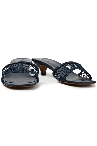 Shop Neous Mormodes Leather-trimmed Mesh Sandals In Navy