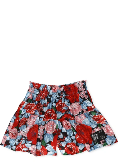 Shop Msgm Kids Floral Print Shorts In Multi