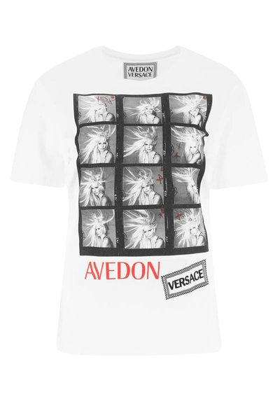 Shop Versace X Avedon Graphic Print Crewneck T In White
