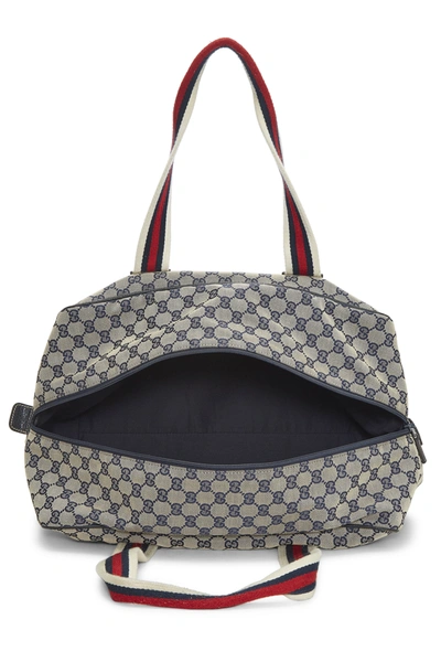 Pre-owned Gucci Navy Gg Canvas Carry On Duffle Large