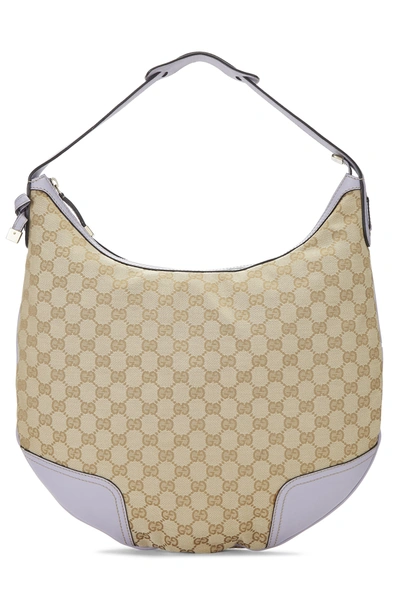 Pre-owned Gucci Lavender Gg Canvas Princy Hobo Large