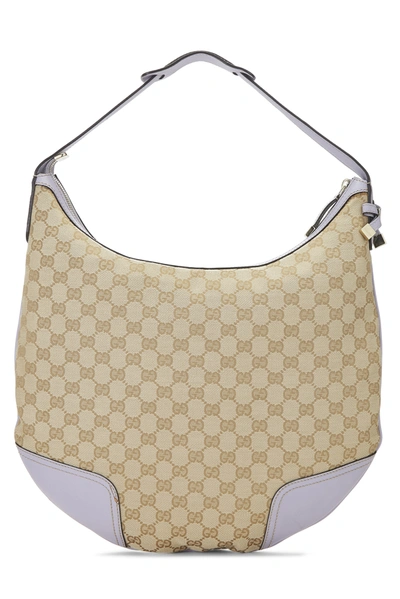 Pre-owned Gucci Lavender Gg Canvas Princy Hobo Large