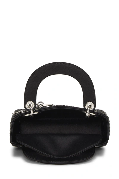 Pre-owned Dior Black Crystal Cannage Satin Lady  Mini