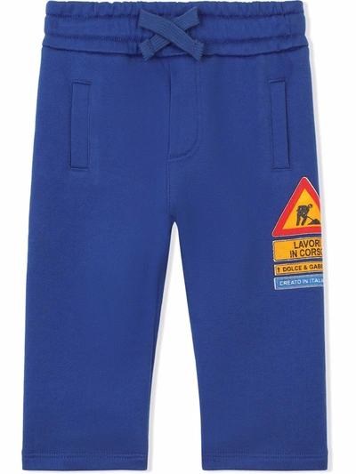 Shop Dolce & Gabbana Road Sign-print Track Pants In Blue