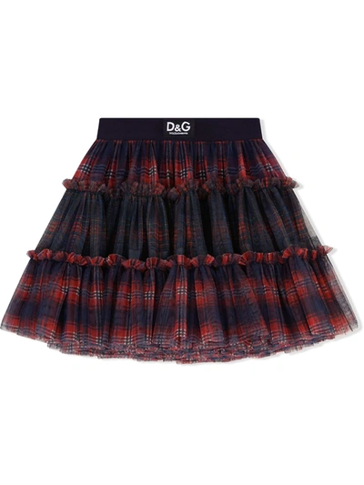 Shop Dolce & Gabbana Tartan-print Tulle Skirt In Blue