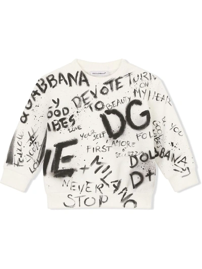 Shop Dolce & Gabbana Graffiti-print Cotton Sweatshirt In White