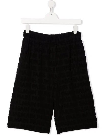 Shop Balmain Textured Monogram Shorts In Black