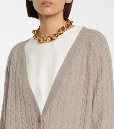 Shop Co Cable-knit Cashmere Cardigan In Beige