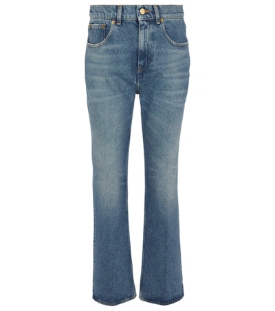 Shop Golden Goose Deryn Cropped Bootcut Jeans In Blue