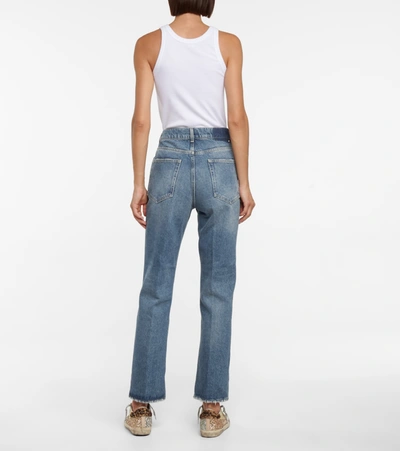 Shop Golden Goose Deryn Cropped Bootcut Jeans In Blue