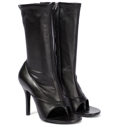 Shop Givenchy Leather Thong Mid-calf Boots In Black