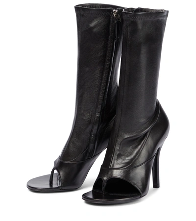 Shop Givenchy Leather Thong Mid-calf Boots In Black