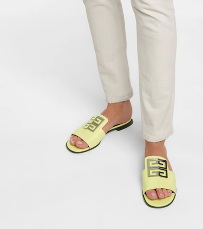 Shop Givenchy 4g Leather Sandals In Yellow