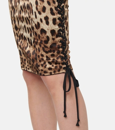 Shop Dolce & Gabbana Leopard-print Stretch-silk Skirt In Multicoloured