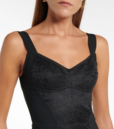 Shop Dolce & Gabbana Lace-paneled Bustier Dress In Black